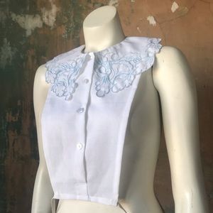 Vintage removable button collar embroidered